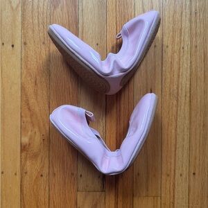 Yosi Samra patent blush light pink foldable ballet flats